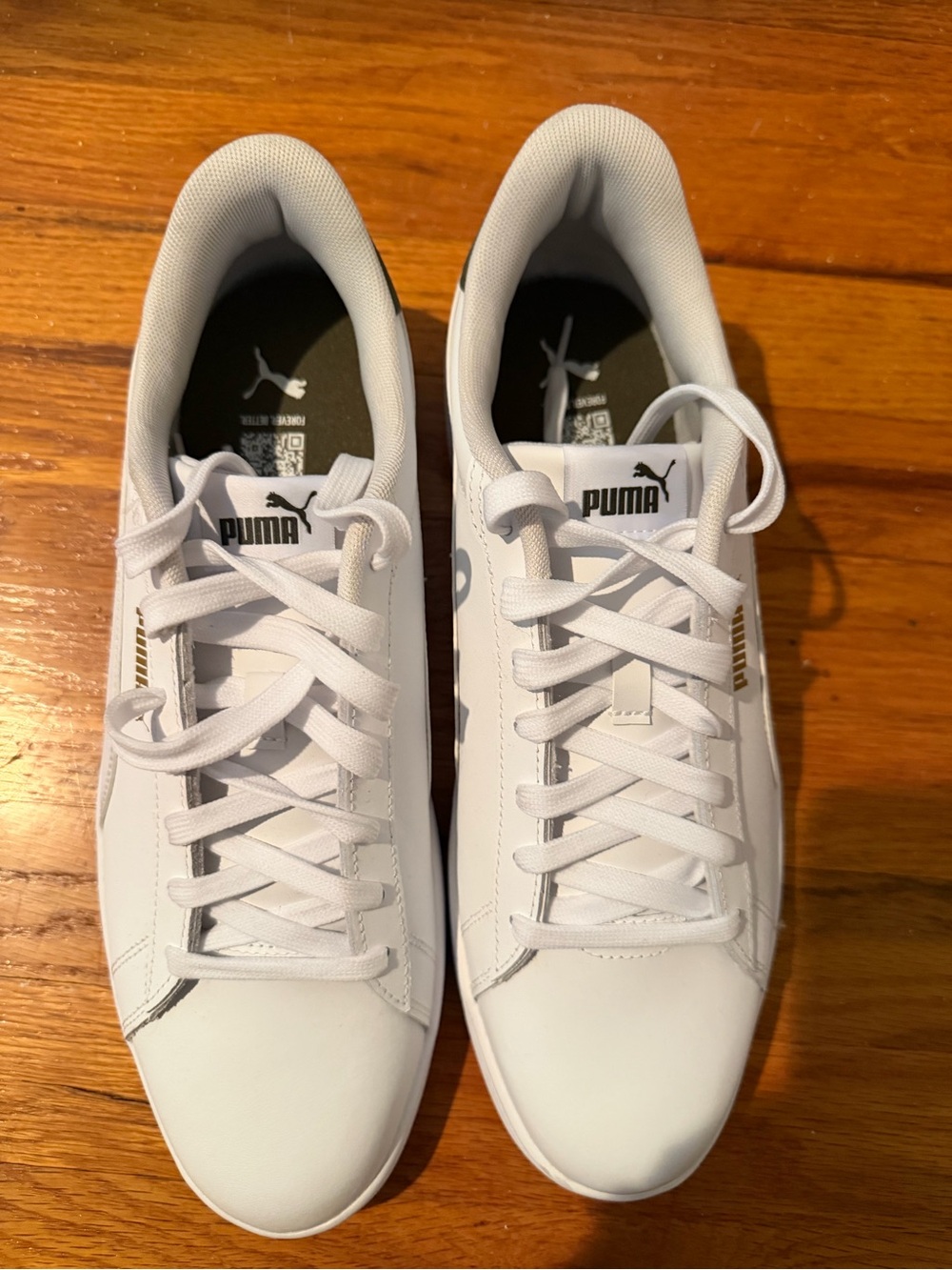 Puma White Sneakers with Gold Stripe